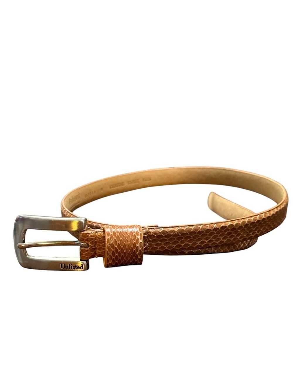 Unlisted Kenneth Cole Genuine Snakeskin Belt Medium Tan Brown